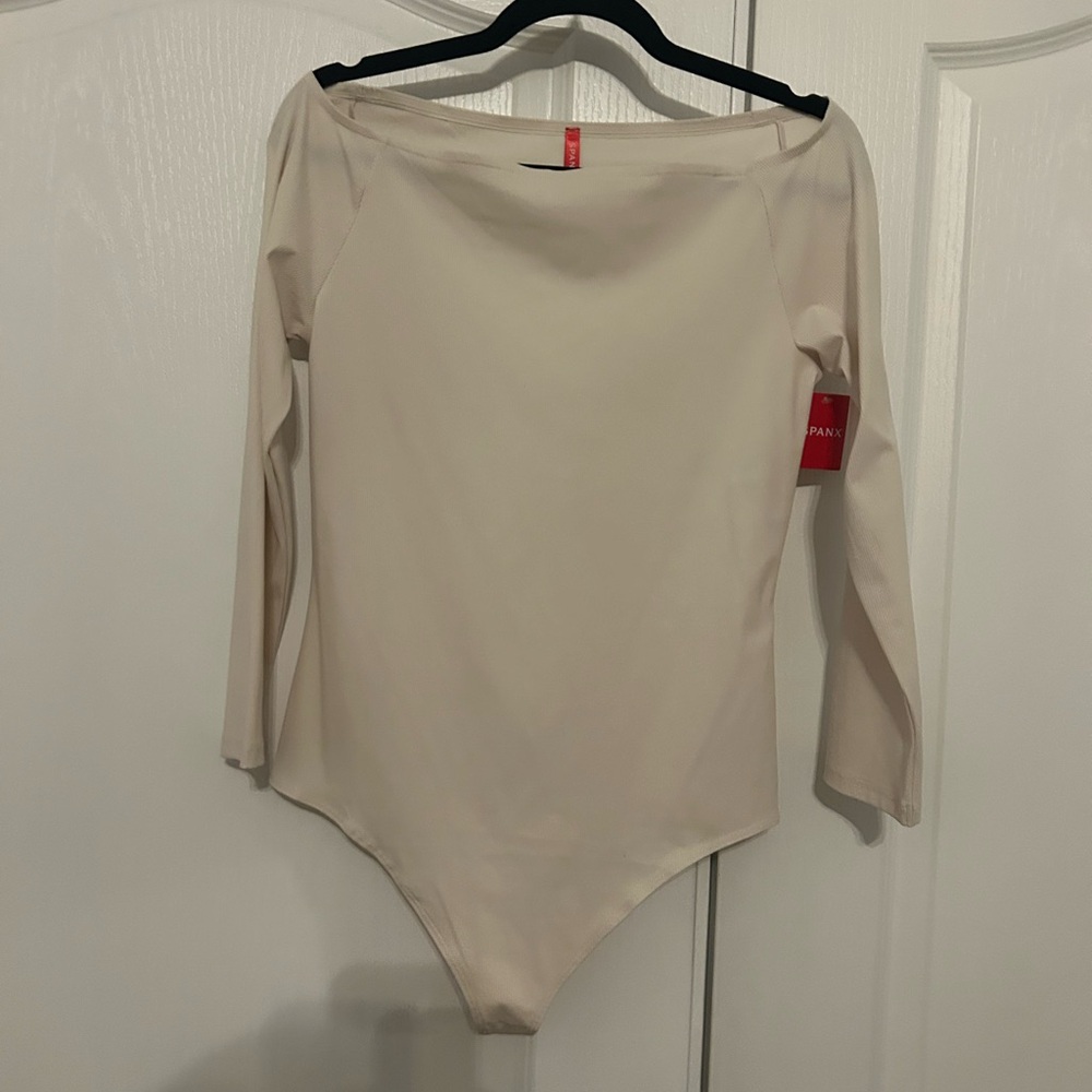 SPANX Cream Ribbed Bodysuit